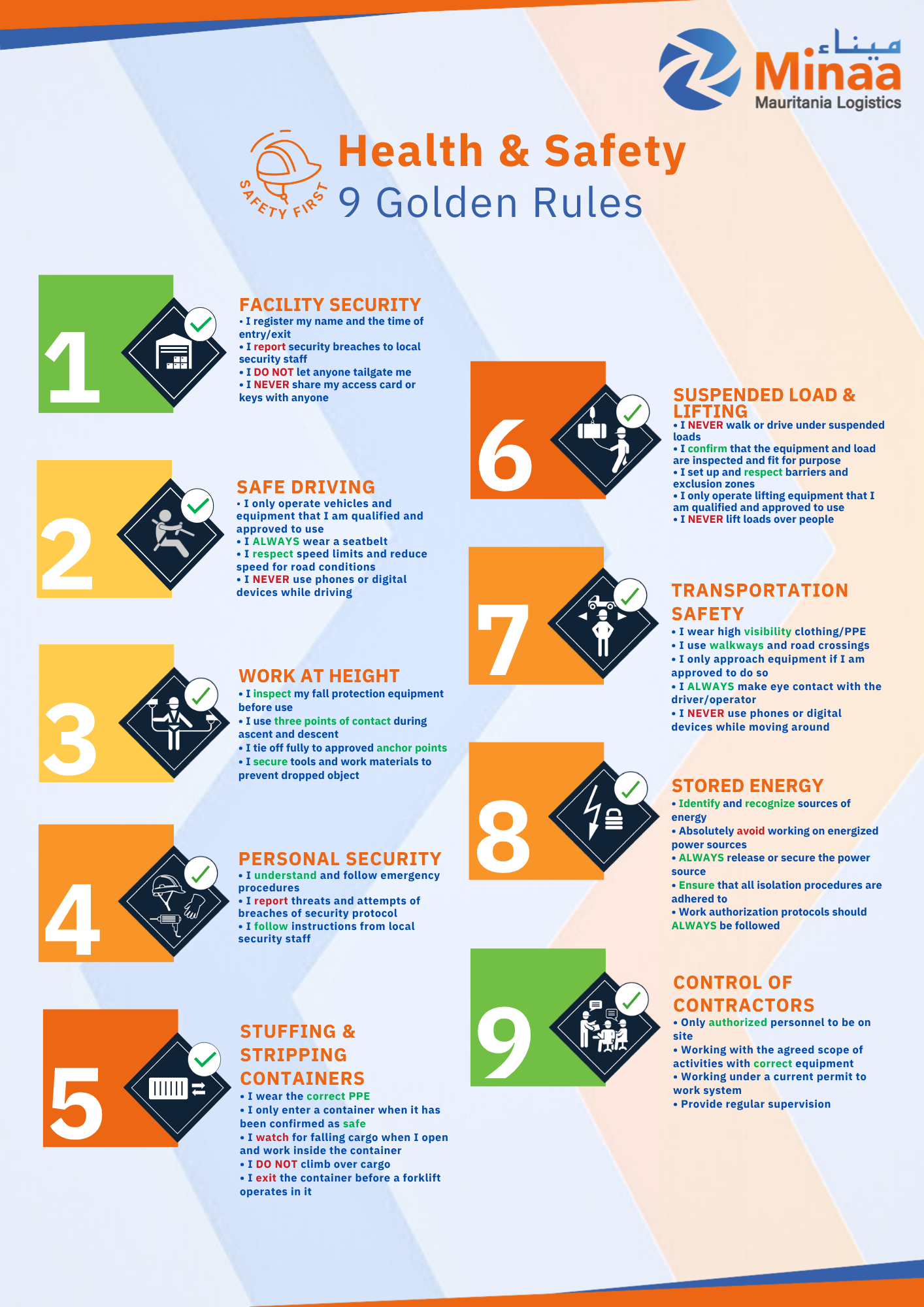 Minaa Mauritania Logistics — Golden Rules safety poster thumbnail